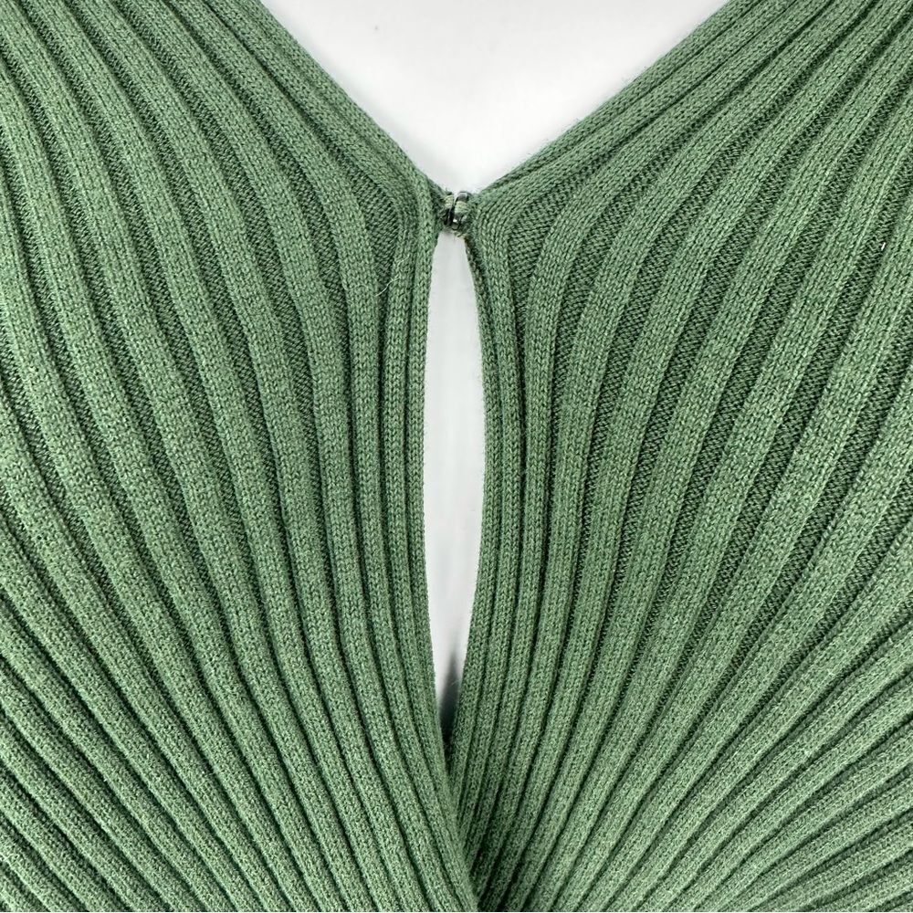 Hudson Garden Topiary Green Knotted Ribbed Sweater Medium - Picture 7 of 14